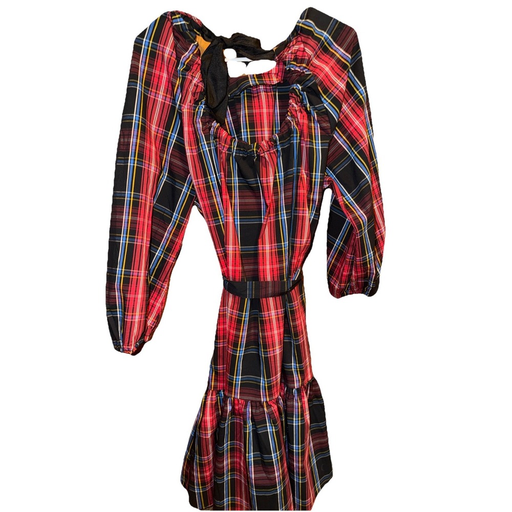 Draper James RSVP Tiered Red And Black Christmas Dress With Bow - Picture 8 of 8